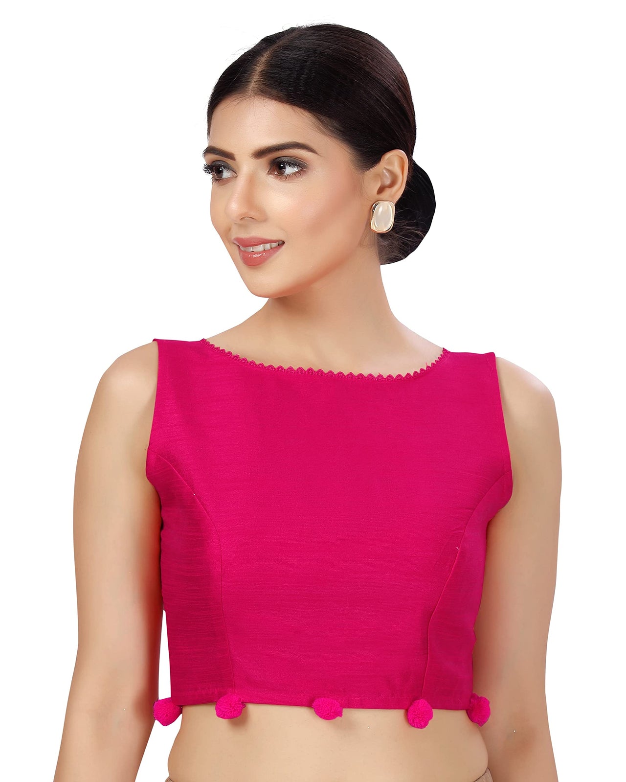 X3 Women's Polyester Silk Sleeveless Saree Blouse