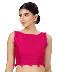 X3 Women's Polyester Silk Sleeveless Saree Blouse