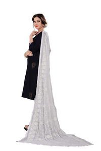 AKSHAR LLC Miss India Women's Chiffon Dupatta With Karachi Embroidery Work