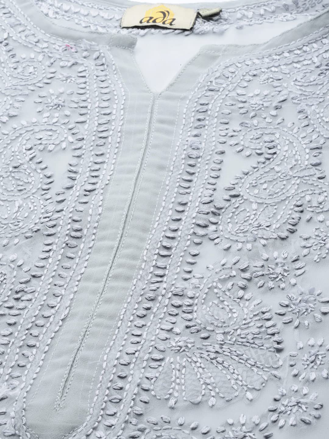 Ada Lucknowi Hand Embroidered Chikankari Women's Georgette Kurta Kurti with Slip