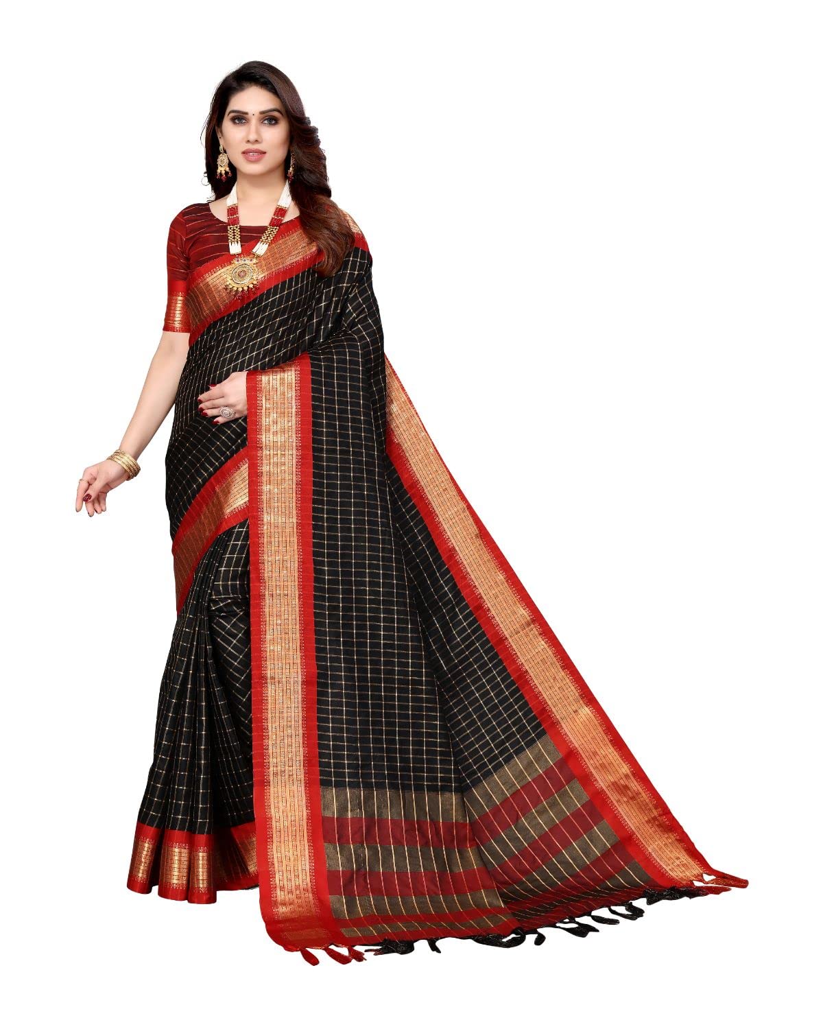 Tarshika Women's Cotton Silk Handloom Weaving Silk Saree With Rich Contrast Pallu(COTTON SILK SAREE_04)