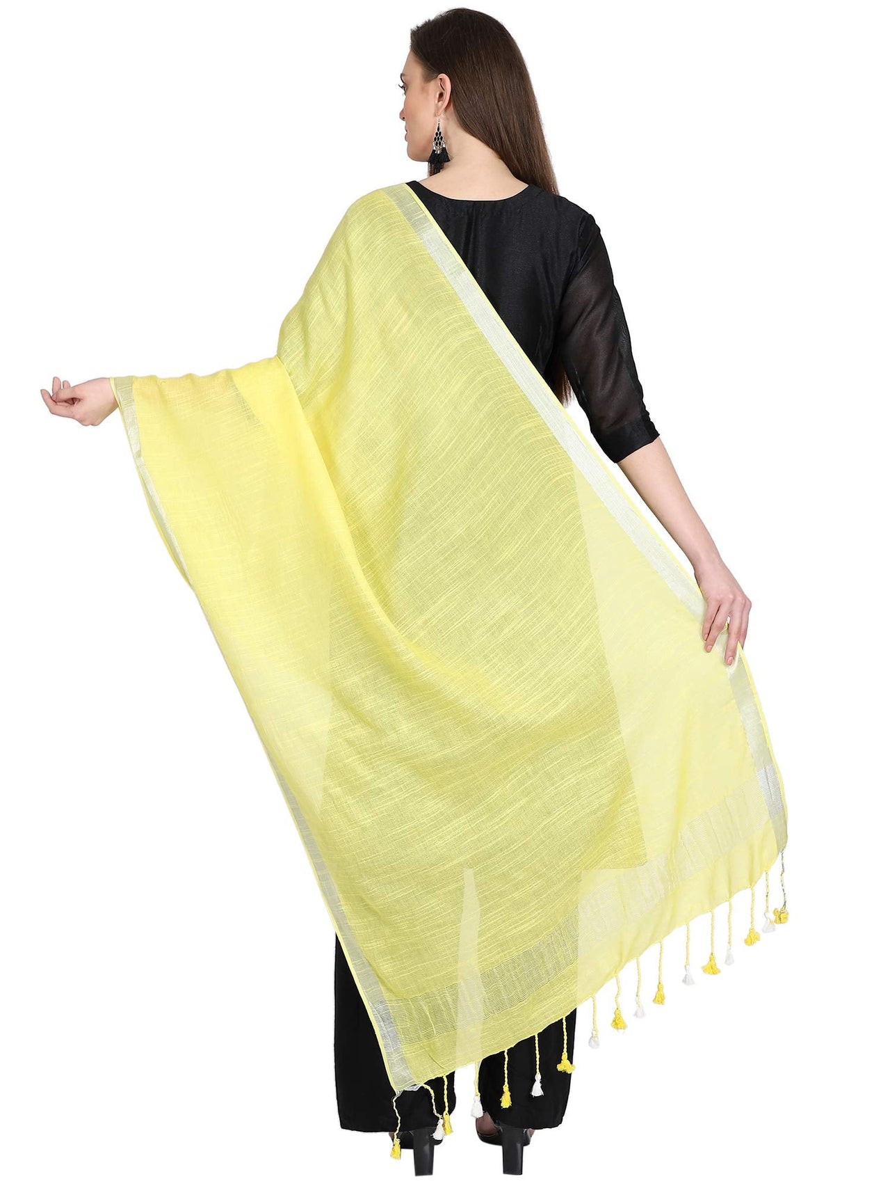 THE WEAVE TRAVELLER Women's Solid Cotton Blend Dupatta