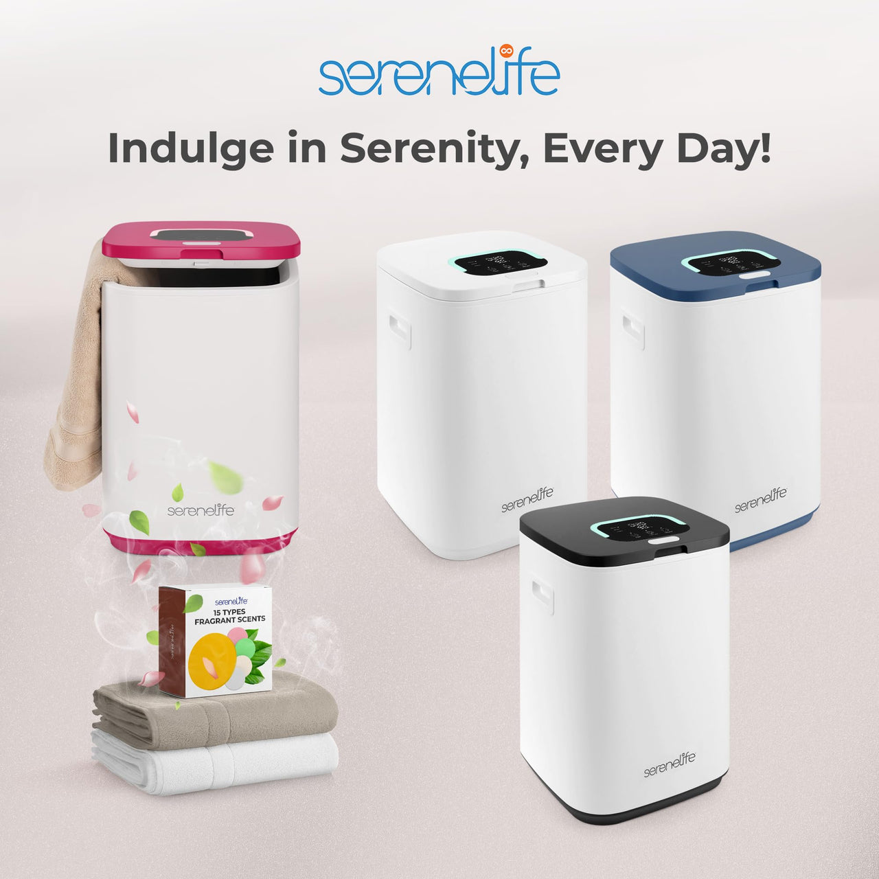 SereneLife Towel Warmers for Bathroom, 23L Luxury Heater, Blanket Warmer Bucket, LED Display, Up to 24 Hours Delay, 3 Heating Modes and Child Lock for Oversize Bathrobes PJ's and More (Pink) Pink