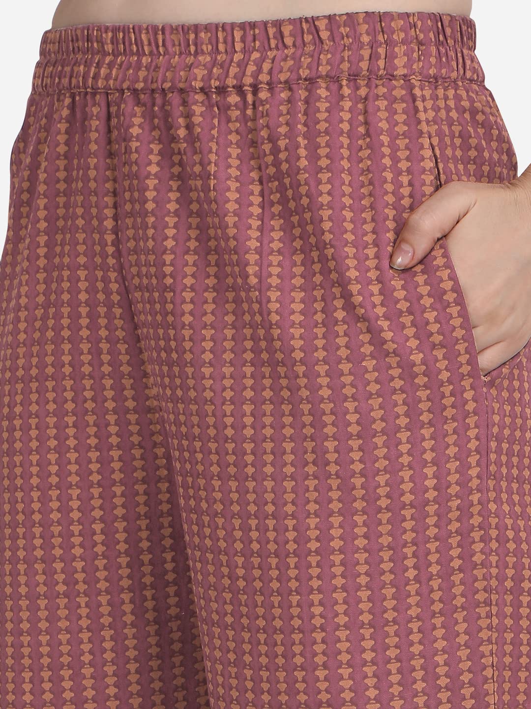 MIRCHI FASHION Women's Cotton Bagru Printed A-Line Kurta Set with Plazzo Pant L Grey, Pink