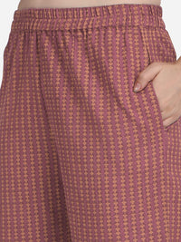 MIRCHI FASHION Women's Cotton Bagru Printed A-Line Kurta Set with Plazzo Pant L Grey, Pink