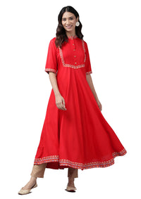 Yash Gallery Women's Rayon Solid Anarkali Kurta for Women
