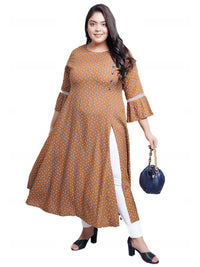 Yash Gallery Women's Rayon Floral Printed A-Line Kurta for Women