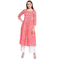 Vbuyz Women's Floral Print Anarkali Cotton Kurti(VF-KU-591-592)