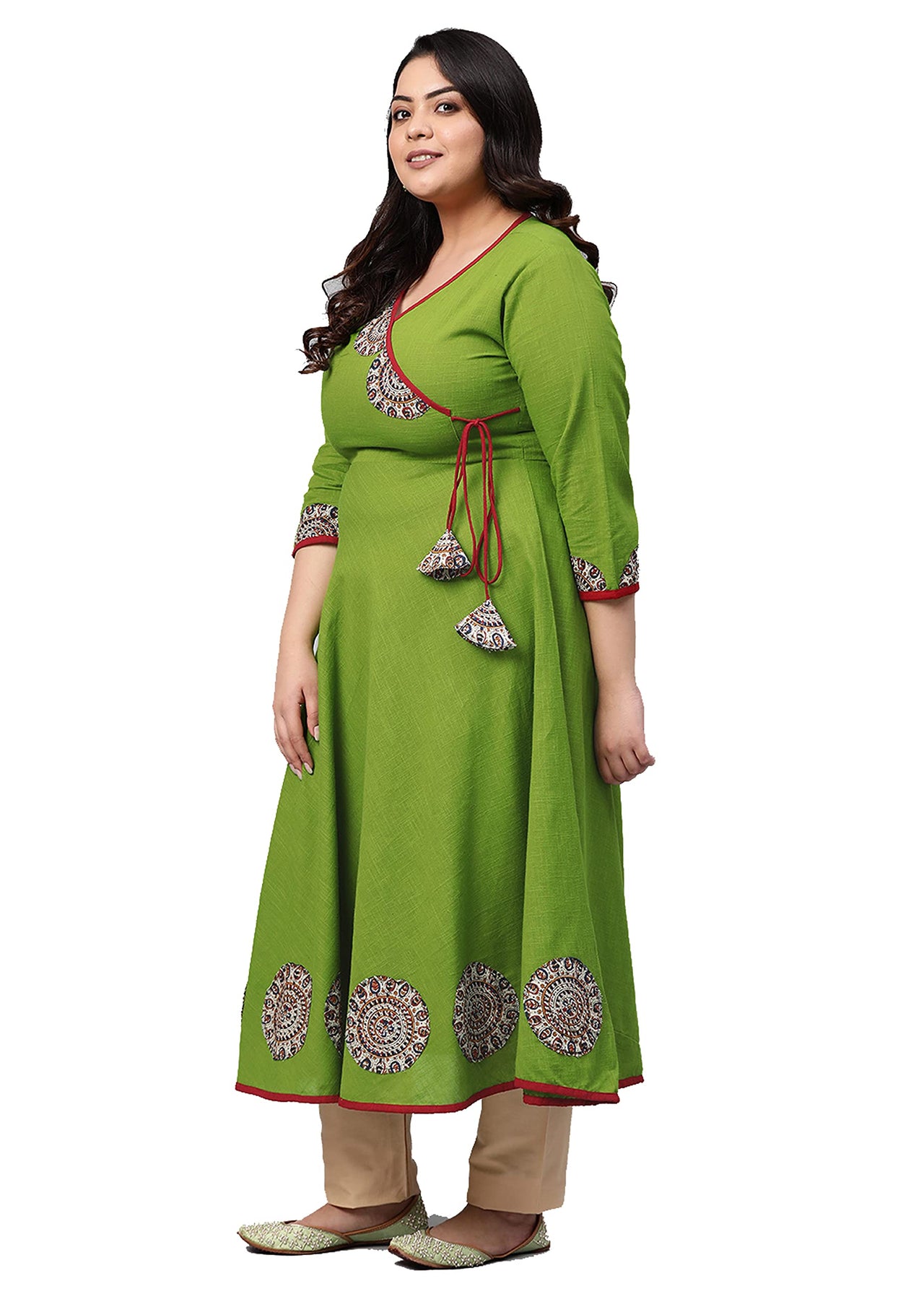 Yash Gallery Women's Cotton Angrakha Kurta