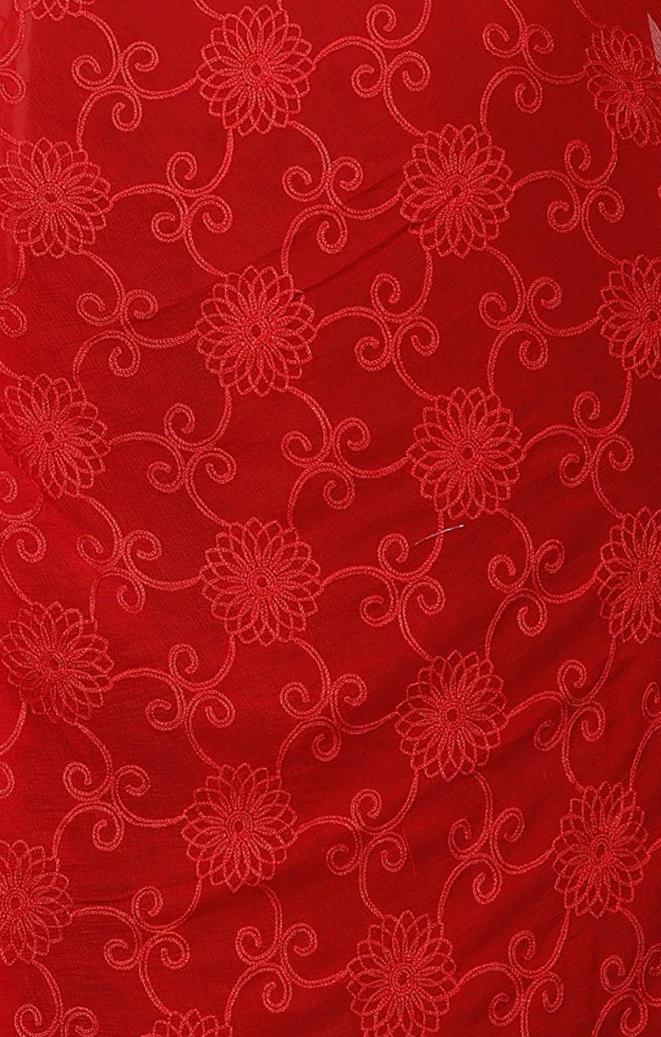 AKSHAR LLC Women's Designer Pure Chiffon Dupatta with Pure Cotton Thread Embroidery Work