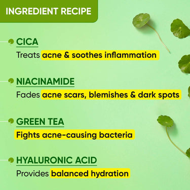 Dot & Key CICA Calming Skin Renewing Night Gel | For Oily, Acne Prone And Sensitive Skin | Night Cream with Niacinamide, Green Tea & Hyaluronic | Fades Blemishes & Dark Spots | 60ml