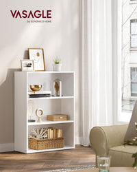 VASAGLE Bookshelf, 23.6 Inches Wide, 4-Tier Open Bookcase with Adjustable Storage Shelves, Floor Standing Unit, Cloud White ULBC164T14 1 Pack 4 Tiers (23.6