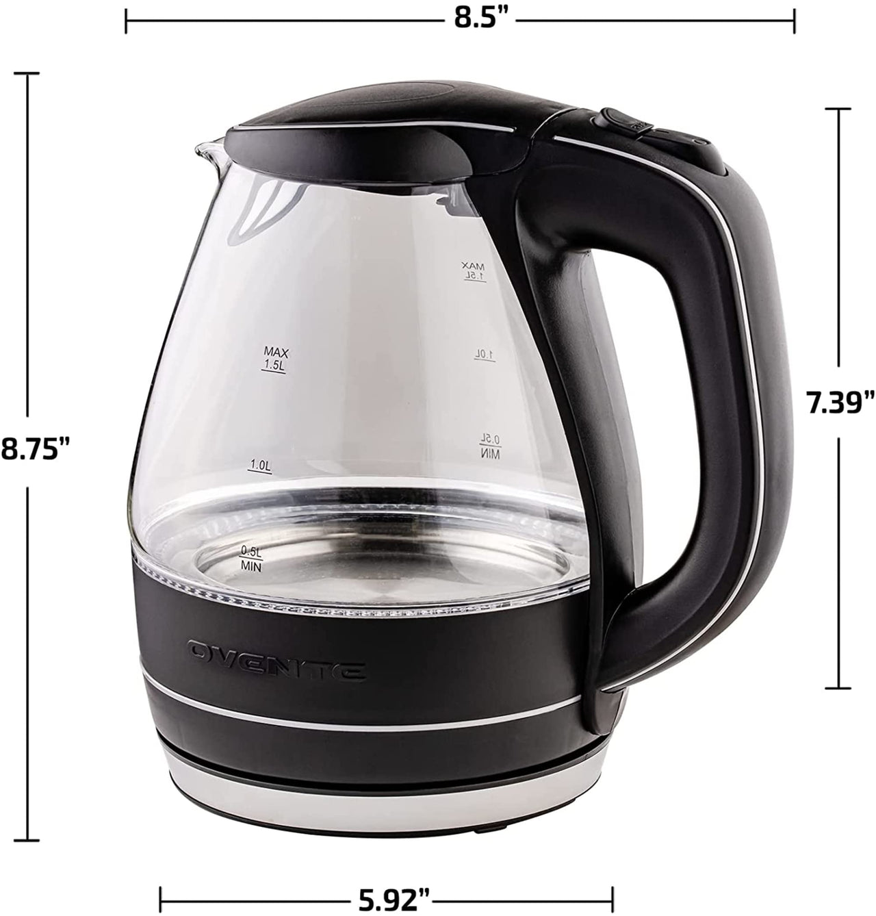 OVENTE Glass Electric Kettle Hot Water Boiler 1.5 Liter Borosilicate Glass Fast Boiling Countertop Heater - BPA Free Auto Shut Off Instant Water Heater Kettle for Coffee & Tea Maker - Purple KG83P