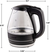 OVENTE Glass Electric Kettle Hot Water Boiler 1.5 Liter Borosilicate Glass Fast Boiling Countertop Heater - BPA Free Auto Shut Off Instant Water Heater Kettle for Coffee & Tea Maker - Purple KG83P