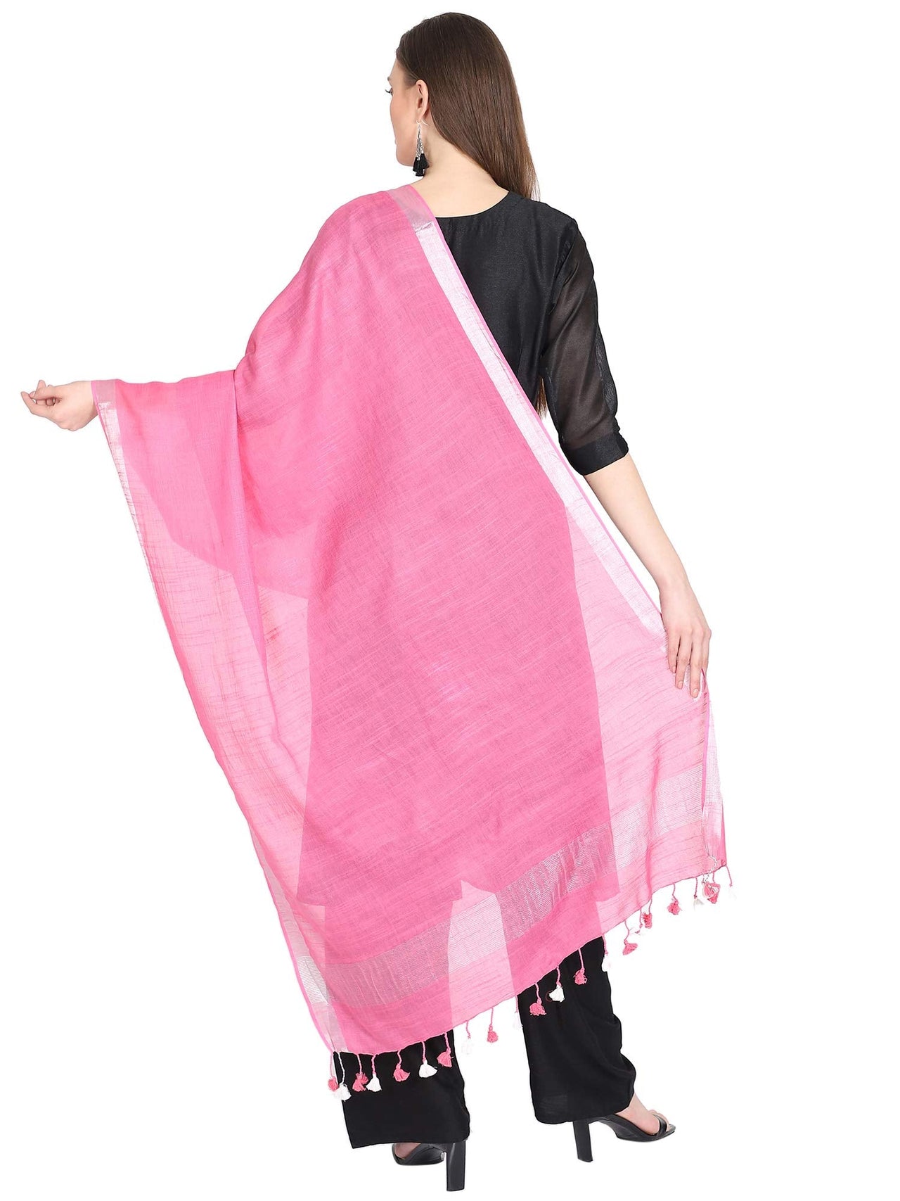 THE WEAVE TRAVELLER Women's Solid Cotton Blend Dupatta