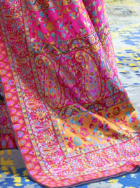 AKHILAM Women's Banarasi Cotton Blend Saree With Blouse Piece
