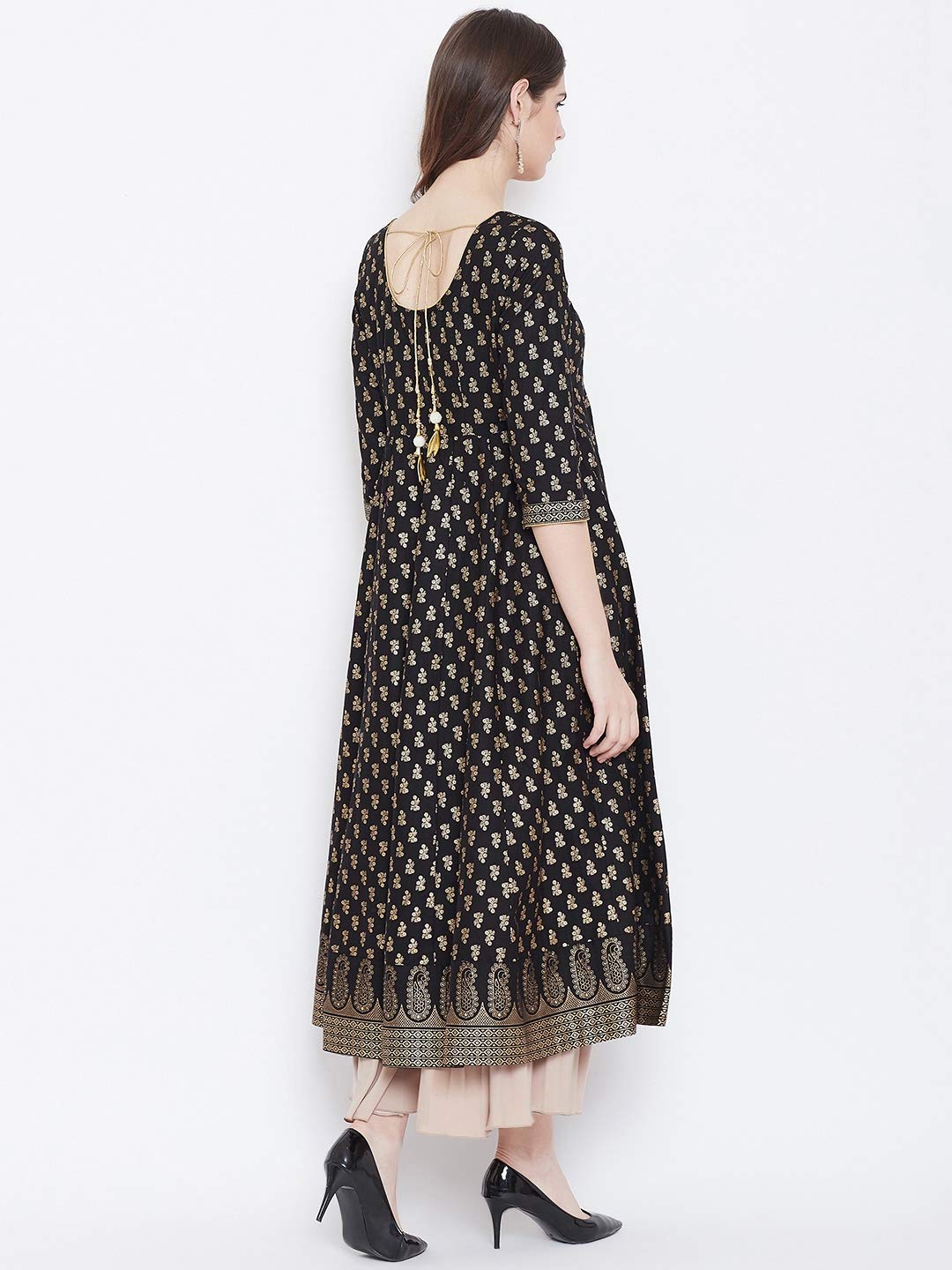 "PH" POSHAKHUB Adorable Women's Soft Cotton Printed Cap Sleeve Anarka Kurti