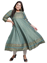 Yash Gallery Women's Plus Size Plus Size Rayon Floral Printed Anarkali Kurta for Women