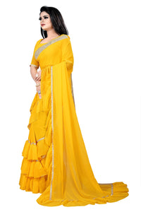 Anjaneya Sarees Women's Georgette Saree With Blouse Piece
