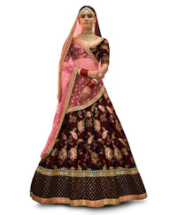 Zeel Clothing Women's Silk Semi-Stitched Lehenga Choli (7034-Wedding-Bridal-Latest-New; Free)