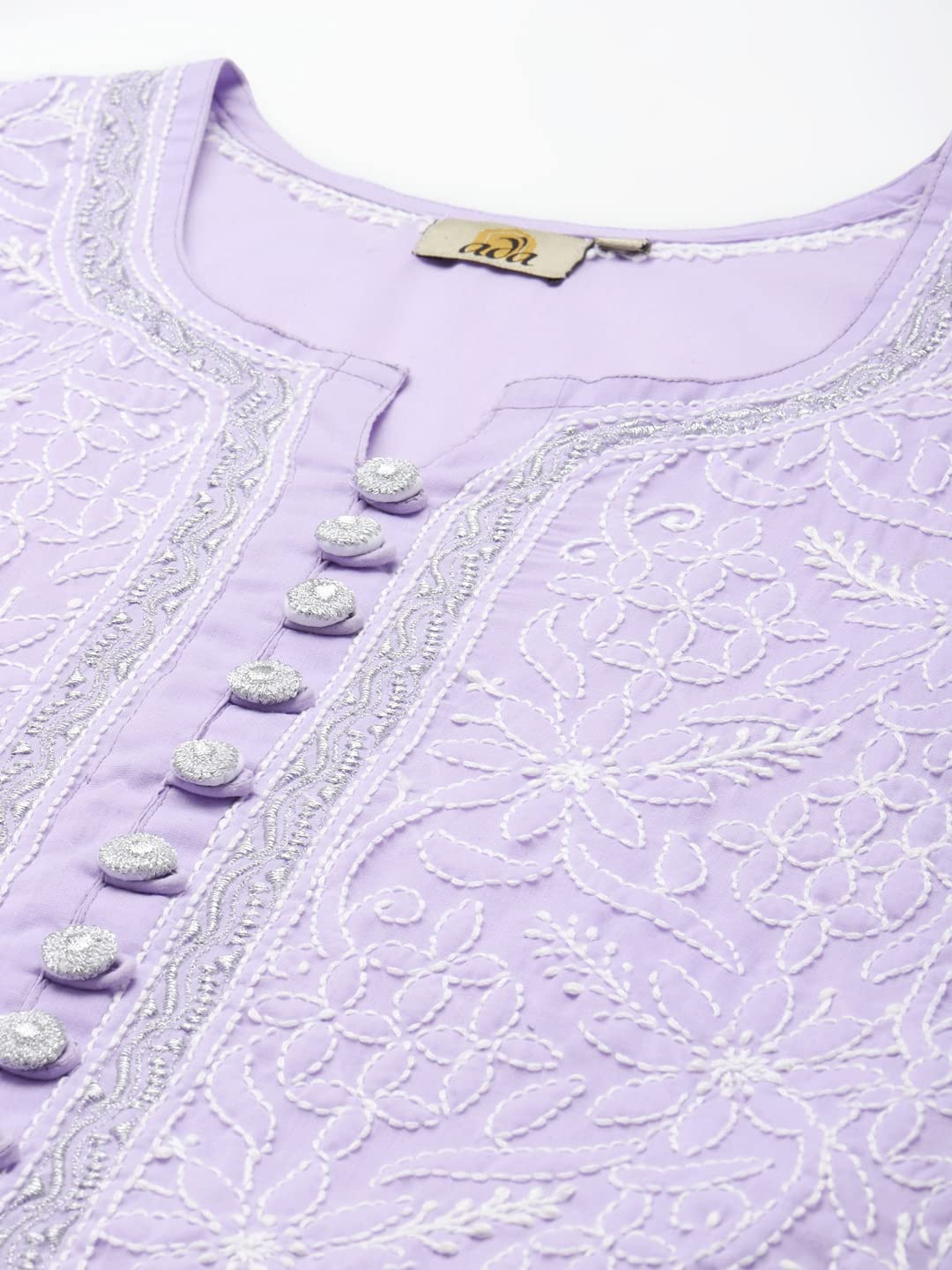Ada Women's Hand Embroidered Lucknowi Chikankari Cotton Straight Short Top Kurti A178625
