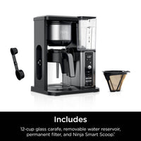 Ninja Specialty Coffee Maker, Hot & Iced Coffee, 6 Brew Styles, 8 Sizes, Small Cup to Travel Mug, 10-Cup Carafe, Fold-Away Frother, Permanent Filter, Removable Reservoir, Black, CM401 10 cup - Stainless Steel