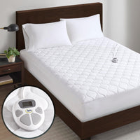 Serta Heated Mattress Pad Twin Size - Electric Mattress Pad, 10 Heat Setting Controller, Auto Shut Off Timer, Deep Elastic Pocket, Up to 17
