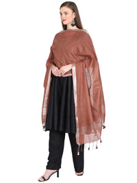 THE WEAVE TRAVELLER Women's Solid Cotton Blend Dupatta