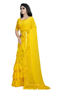 Anjaneya Sarees Women's Georgette Saree With Blouse Piece