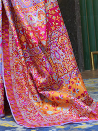 AKHILAM Women's Banarasi Cotton Blend Saree With Blouse Piece