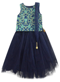 A.T.U.N Girls Lehenga Choli Multi-Turquoise