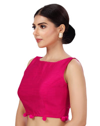 X3 Women's Polyester Silk Sleeveless Saree Blouse