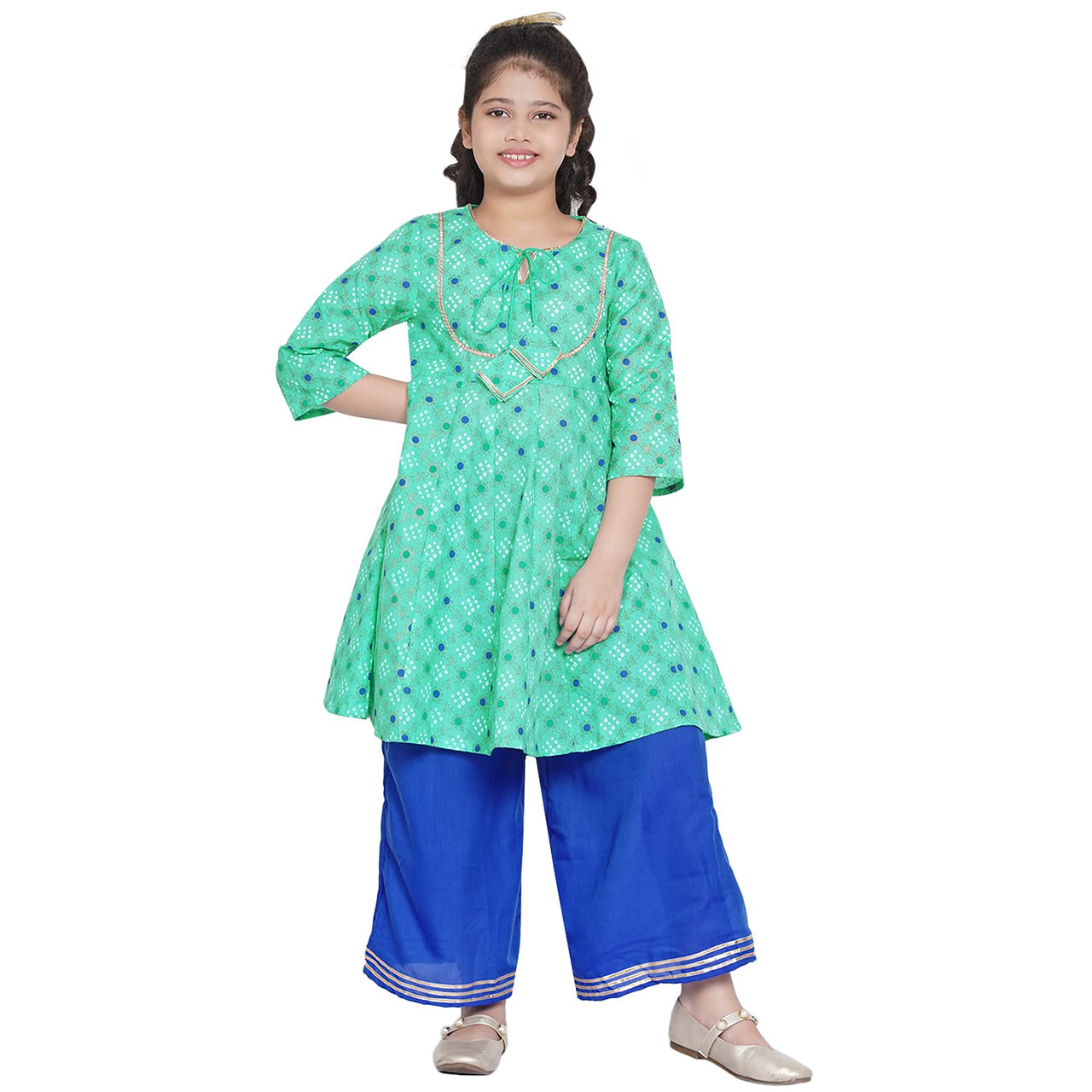 Bitiya By Bhama Girl's Cotton Blend Kurta & Palazzo