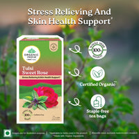 A TATA Product - Organic India Tulsi Sweet Rose - 25 Tea Bags, Stress Relieving, Supports Radiant Skin, Rich in Antioxidants, Made with Tulsi, Chamomile, and Rose Certified Organic