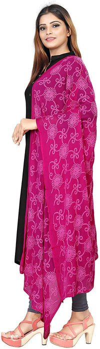AKSHAR LLC Women's Designer Pure Chiffon Dupatta with Pure Cotton Thread Embroidery Work