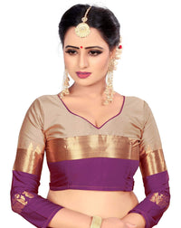PAREVDEE Women's Dobby Cotton Saree With Blouse Piece