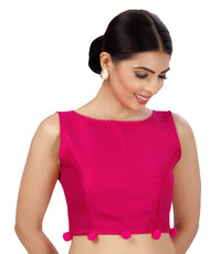 X3 Women's Polyester Silk Sleeveless Saree Blouse