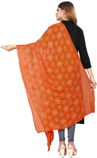 AKSHAR LLC Women's Designer Pure Chiffon Dupatta with Pure Cotton Thread Embroidery Work