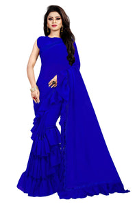 Anjaneya Sarees Women's Georgette Saree With Blouse Piece