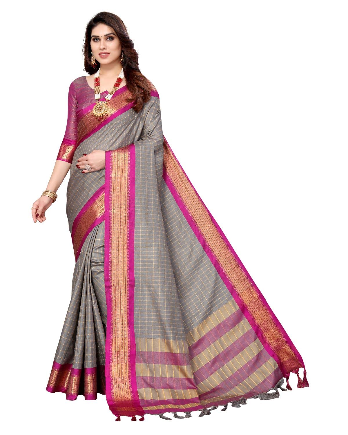 Tarshika Women's Cotton Silk Handloom Weaving Silk Saree With Rich Contrast Pallu(COTTON SILK SAREE_04)