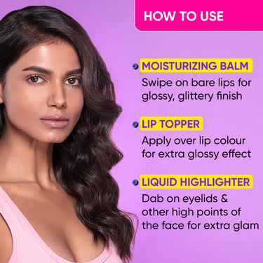 DOT & KEY Lip Balm Vitamin C + E Spf 50 Glitter Bomb|Mess Free Glitter Lip Balm |Glossy & Plumpy Moisturized Lips|Non Stop Glittery Shine |Controls Tan & Fades Lip Pigmentation | for Women | 12 Gm