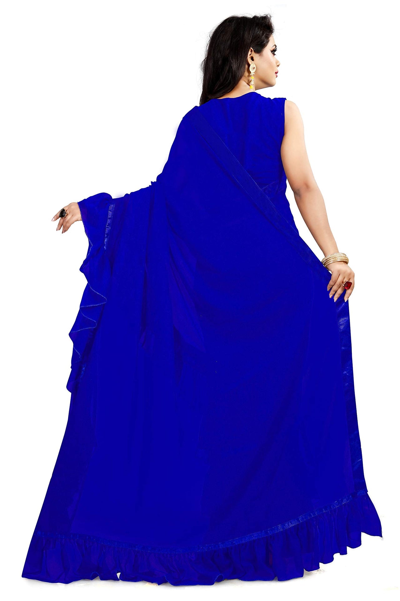 Anjaneya Sarees Women's Georgette Saree With Blouse Piece