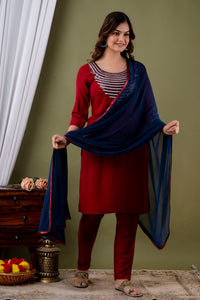 LookMark Womens Cotton Rayon Kurta and Pant Set with Dupatta