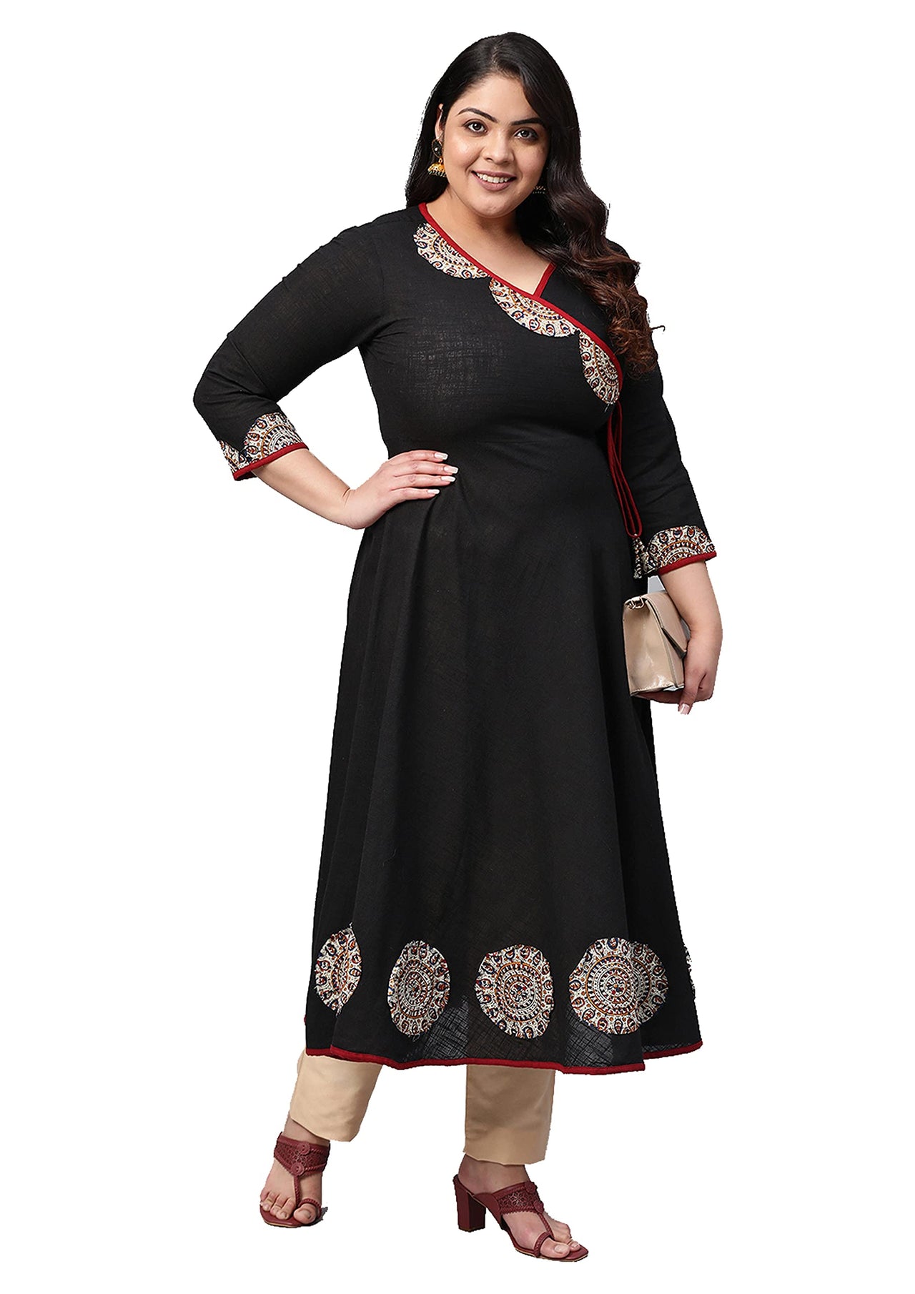 Yash Gallery Women's Cotton Angrakha Kurta