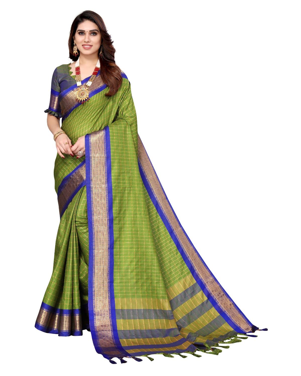 Tarshika Women's Cotton Silk Handloom Weaving Silk Saree With Rich Contrast Pallu(COTTON SILK SAREE_04)