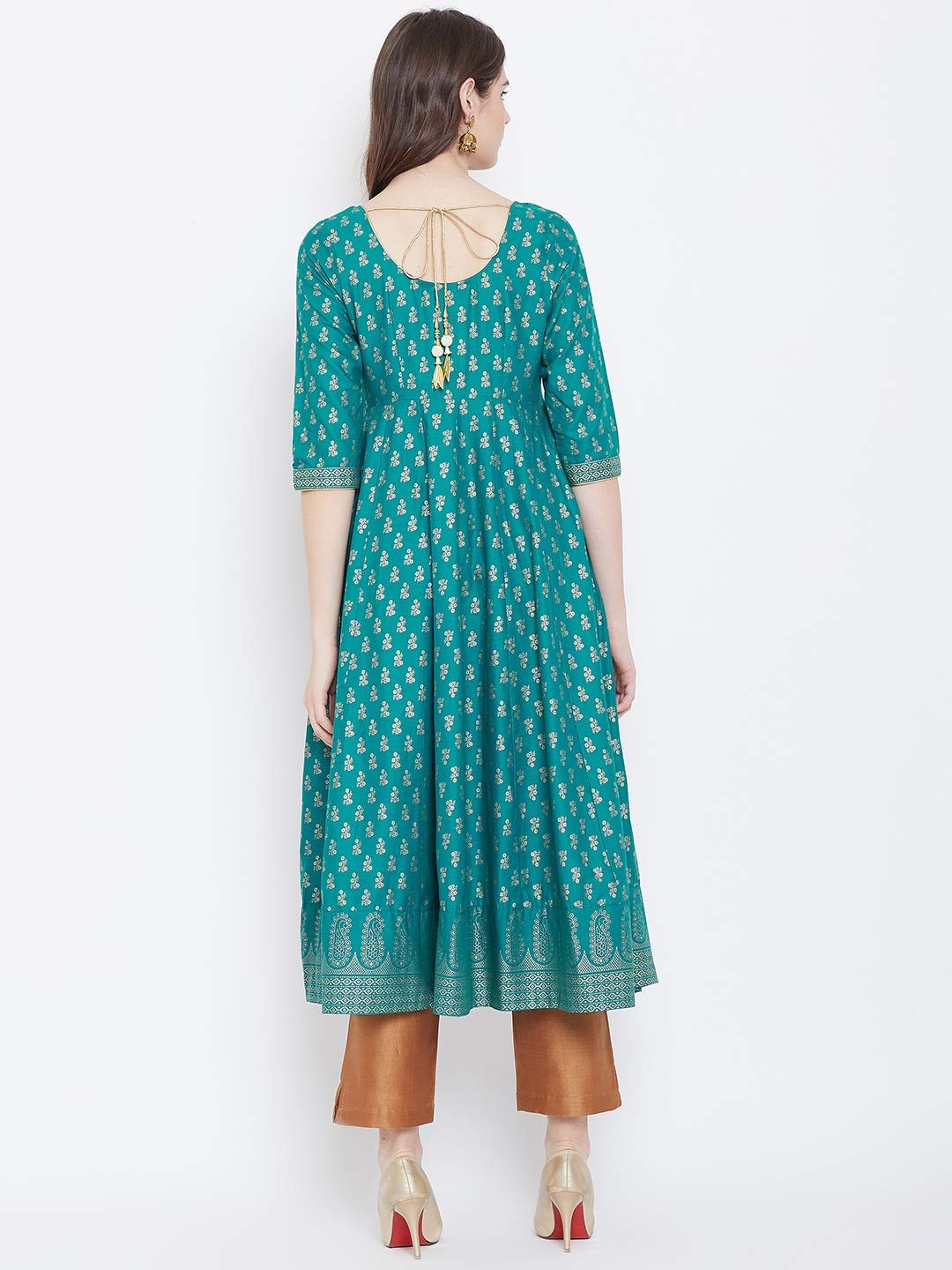 "PH" POSHAKHUB Adorable Women's Soft Cotton Printed Cap Sleeve Anarka Kurti