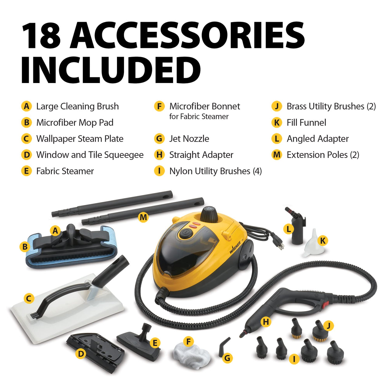 Wagner Spraytech C900054 905e AutoRight Multi-Purpose Steam Cleaner, 12 Accessories Included, Power Steamer for cleaning, Color May Vary 905 Steam