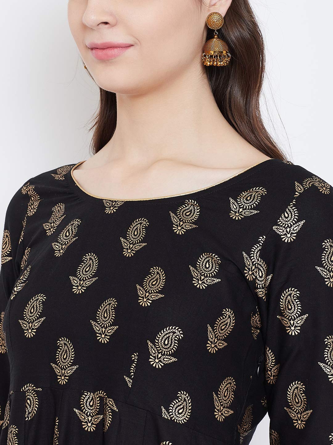 "PH" POSHAKHUB Adorable Women's Soft Cotton Printed Cap Sleeve Anarka Kurti