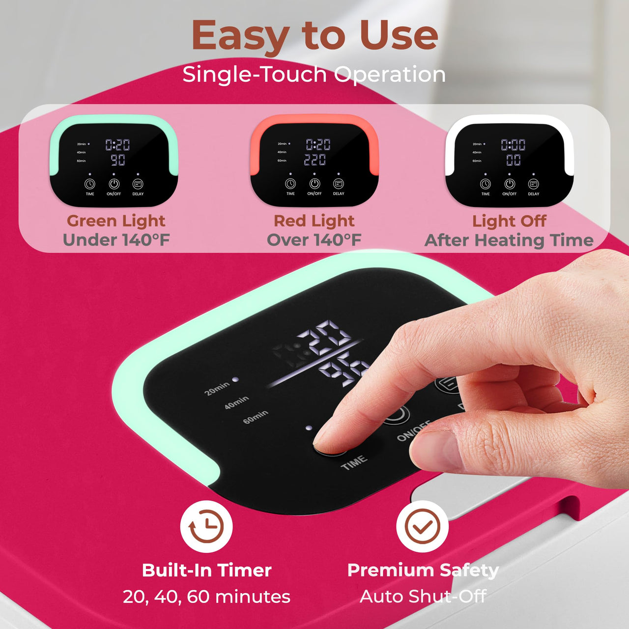 SereneLife Towel Warmers for Bathroom, 23L Luxury Heater, Blanket Warmer Bucket, LED Display, Up to 24 Hours Delay, 3 Heating Modes and Child Lock for Oversize Bathrobes PJ's and More (Pink) Pink