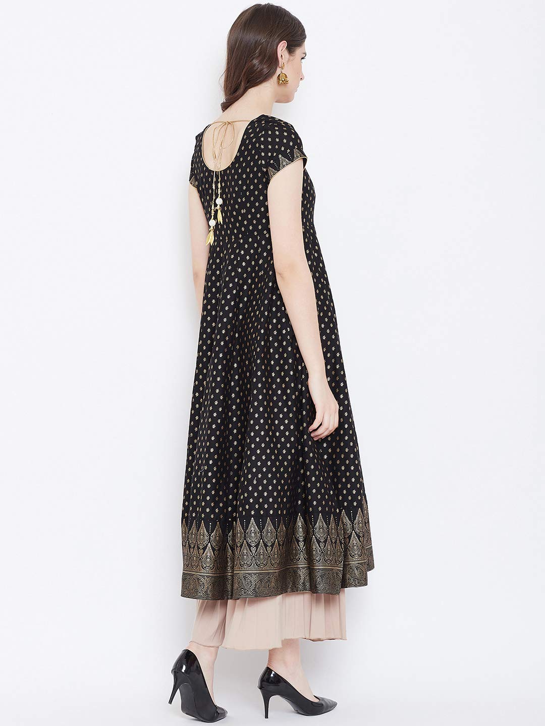 "PH" POSHAKHUB Adorable Women's Soft Cotton Printed Cap Sleeve Anarka Kurti
